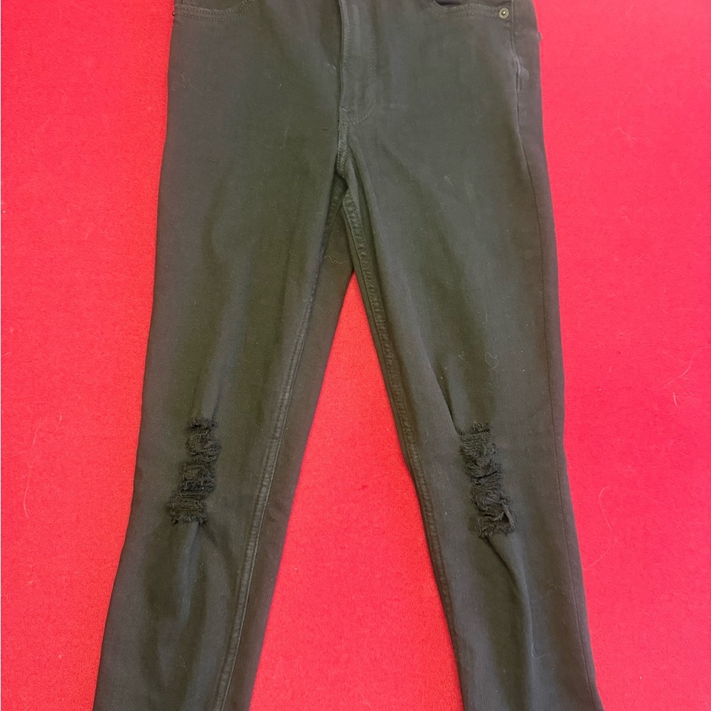 Express Black Distressed Skinny Jeans